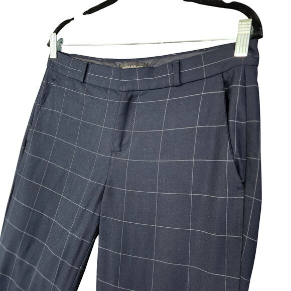 Banana Republic Womens Avery Straight Fit Ankle Pant Size 4 Navy Windowpane - Picture 4 of 14